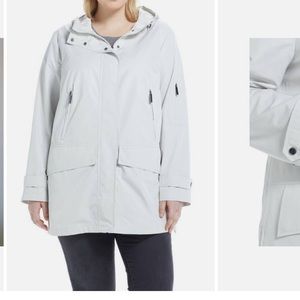 NWT ELLEN TRACY Women's City Rain Jacket with Hood Size 1X - Stone NWT $150